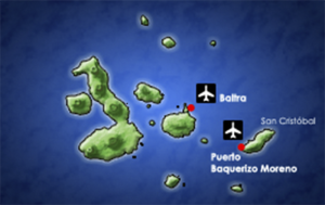 Mapa ubicación aeropuertos Galápagos